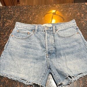 Denim Forum Jean Shorts The Ex BF Hi-Rise Thigh Short Size 27